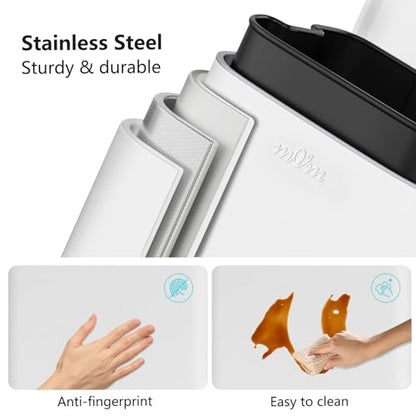 mVm 10.6 Gal Kitchen Trash Can, Step Trash Can with Lid, Smooth Edge Garbage Bin for Home Office (White) - color: White, size: 10.6Gal