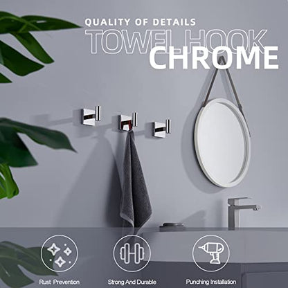KOKOSIRI Robe Hook Bathroom Towel Coat Hooks for Bath Kitchen Wall 3 Pack Chrome Stainless Steel B1013CH-P3 - color: Polished Chrome, size: 3 Pack