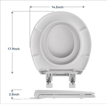 JINGZE Round Toddler Toilet Seat Adult/Child,Built-In Potty Training Seat, Soft Quiet Close Non-Slip Seat, Easy to Install & Clean,Magnetic Kids Seat and Cover,White - color: White, size: Round 16.5inch with Baby Seat
