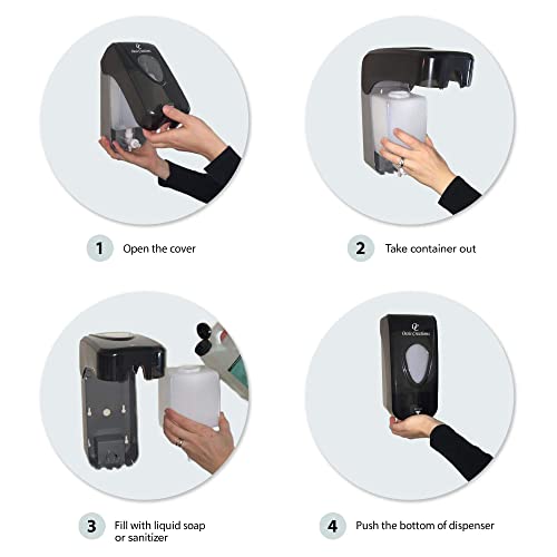 Manual Soap and Hand Sanitizer Dispenser by Oasis Creations, Liquid or Gel, Soap Dispenser Wall Mount, 1000ml/33oz. Commercial or Residential – Black Smoke - color: Black