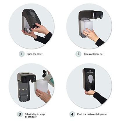 Manual Soap and Hand Sanitizer Dispenser by Oasis Creations, Liquid or Gel, Soap Dispenser Wall Mount, 1000ml/33oz. Commercial or Residential – Black Smoke - color: Black