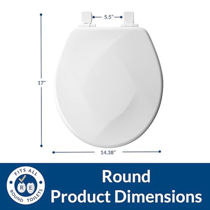 Mayfair Sculptured Teardrop Slow Close Toilet Seat, Easy Clean Hinges with Durable Wood Seat, Made in USA, Round, White - size: Round, style: Teardrop
