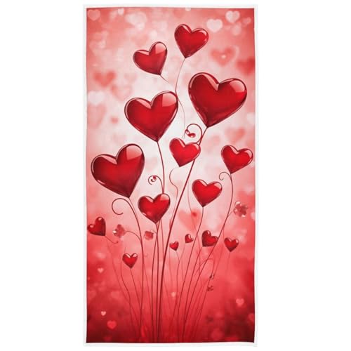 Red 3D Hearts Hand Towels 16x30 in Romantic Love Bathroom Towel Ultra Soft Highly Absorbent Pink Wave Heart Small Bath Towel Kitchen Dish Guest Towel Mother's ValentineDecorations - color: 3d Heart