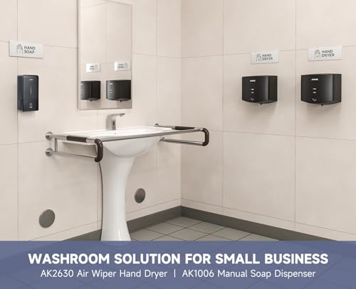 AIKE Liquid Commercial Soap Dispenser,27oz for Bathroom Modern Black,AK1006 | No-Drill and Screw Dual Wall Mount Install Design for Space-Saving,Easy Push Easy Refill and Large Capacity for Commercial - color: Black