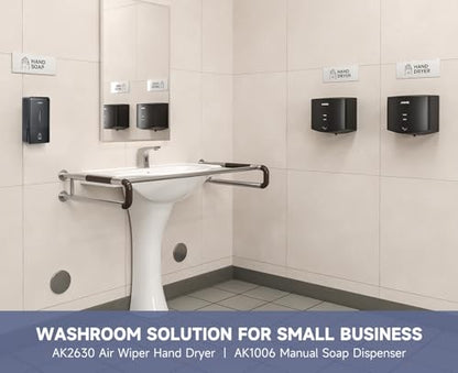 AIKE Liquid Commercial Soap Dispenser,27oz for Bathroom Modern Black,AK1006 | No-Drill and Screw Dual Wall Mount Install Design for Space-Saving,Easy Push Easy Refill and Large Capacity for Commercial - color: Black