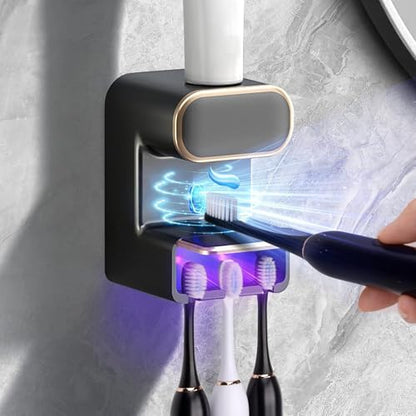 Automatic Toothpaste Dispenser,Wall Mounted Electric Toothpaste Dispenser with 3 Toothpaste Slots,Toothpaste Dispenser for Kids and Adults (Black)