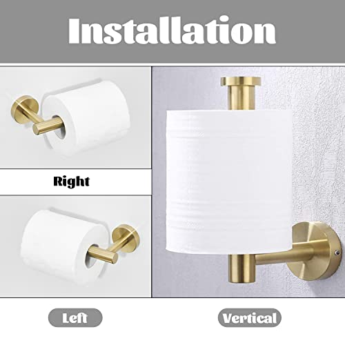 Gold Bathroom Hardware, Toilet Paper Holder Towel Ring and Robe Hook Brushed Gold Bathroom Accessories Set Wall Mount 3 Pieces Stainless Steel1
