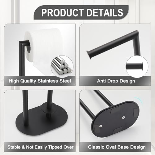 Black Toilet Paper Holder is Crafted from Premium Metal Material,ensuring it Remains Rust-Proof and Durable Over Years of use. - color: Matte Black