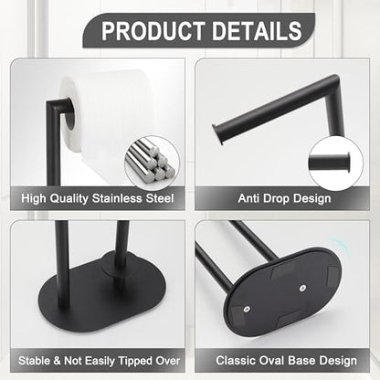 Black Toilet Paper Holder is Crafted from Premium Metal Material,ensuring it Remains Rust-Proof and Durable Over Years of use. - color: Matte Black