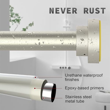 Thestoa Brushed Nickel Shower Curtain Rod Adjustable 43-78 inch, 1"Diameter Spring Tension Curtain Rod No Drill, Anti-Rust Non-Slip Shower Rod for Bathroom Tension Rod - color: Brushed Nickel, size: 43"- 78"