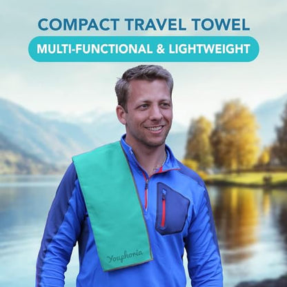 Youphoria Microfiber Travel Towel Fast Drying Lightweight - Quick Dry Towel for Camping, Beach, Backpacking, Hiking & Sport - color: Mint/Gray, style: 20" x 40" (Small)