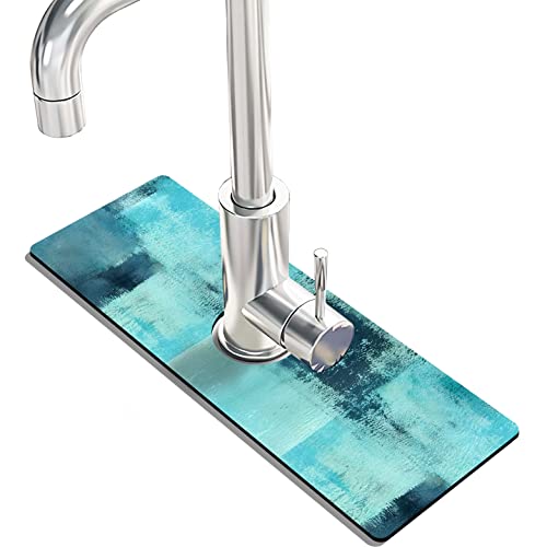 Kitchen Sink Splash Guard Faucet Mat Super Absorbent Fast Drying Mat Sink Gadgets Splash Guard Behind Faucet Drip Catcher for Kitchen (Blue, 15x5.5in) - color: Blue, size: 5.5" x 15"