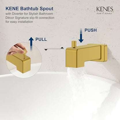 KENES Brushed Gold Shower Set with Tub Faucet, Square Tub Shower Faucet Set | Shower Faucet with 10-Inch Rain Shower Head, Square Shower System, Valve Included, Lead-Free cUPC & NSF Certified, Stainless - color: Brushed Gold, style: Tub Shower Faucet Set