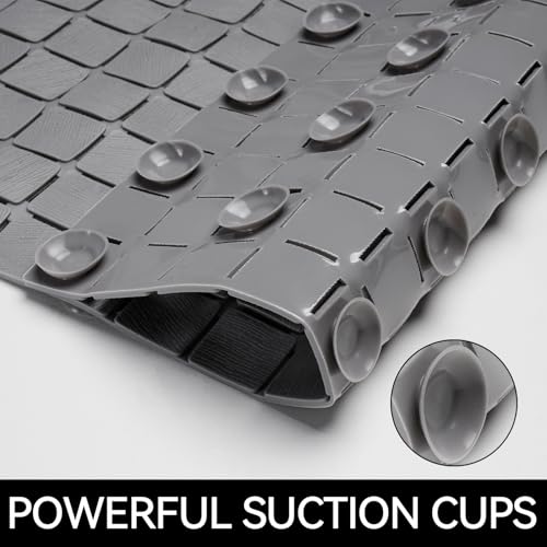 Hargiis Non-Slip Bathtub Mat, Anti Slip Shower Mat, Fast Drying Bathtub Mats, Foot Scrubber Mat, Anti Slip Mat for Tub, Floor, Bathroom, Kitchen, Home, Hotel (Gray 32"×15") - color: Gray