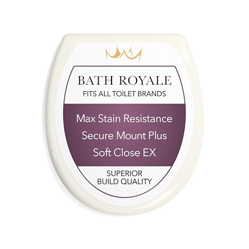 Bath Royale Round Toilet Seat Replacement with Cover BR500-01 Slow Close, Heavy Duty Sturdy, Stain-Resistant, No Jiggle and Easy to Clean, Fits All Toilet Brands, Executive Series - Biscuit/Linen, - color: Biscuit/Linen, size: Round