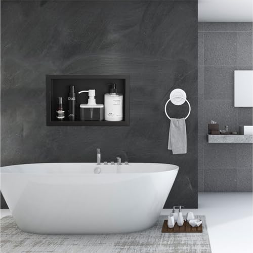 Stainless Steel Shower Niche, Recessed Niche Shower, Rectangle Bathroom Wall Soap Niche Nook Insert for Sealed Shower Assemblies,Black - color: Black