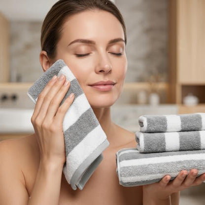 Premium 5-Piece Bath Towel Set | 100% Microfiber Ultra Soft & Quick Dry | Large Bath Towels, Hand Towels & Washcloths for Bathroom, Spa, Gym, | 1 Bath, 2 Hand, 2 Washcloths | Gray - color: Gray, size: 5 Pcs