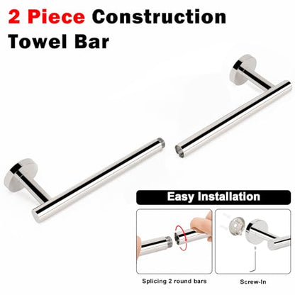 NearMoon Bath Towel Bar, Thicken Stainless Steel Shower Towel Rack Holder Wall Mounted for Bathroom, 20-lnch Overall Length-17-lnch Usable Hanging Space (1 Pack, Chrome Finish) - color: Chrome Finish, size: 20 Inch