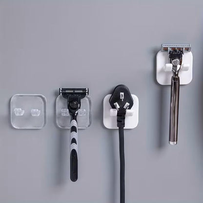 2pcs Self Adhesive Razor Holders, Wall Mount Utility Hooks, Waterproof Shower Hook for Razor, Plug, Robe, Towel - Contemporary Style, Easy Install, Plastic Material, White