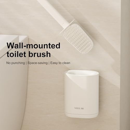 Toilet Brush and Holder Set - Wall Mounted Bathroom Scrub Brush, Toilet Bowl Brush and Plunger Set for Bathroom Cleaner (White) - color: White