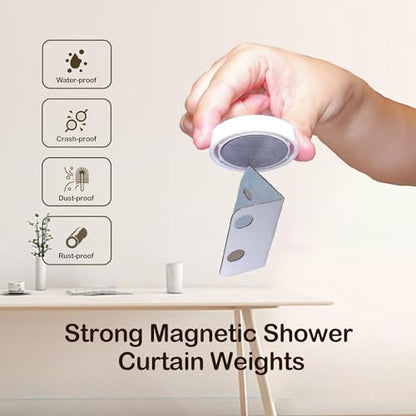 3 Sets Shower Curtain Weights Bottom, Magnetic Heavy Duty Weights Premium Shower Curtain Liner Clips Added Weight, Work for Drapery, Tablecloth, Stop Shower Curtain Blowing in, White Weights - color: White