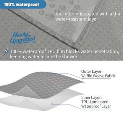 Waterproof Waffle Shower Curtain, No Liner Needed, 72x72 Inch Grey | Hotel-style waffle-weave fabric, built-in waterproof TPU backing, no separate liner needed, machine washable for bathroom use - color: Grey, size: 72"W x 72"L (Pack of 1)