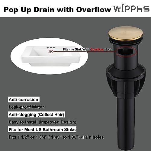 2 Hole Bathroom Sink Faucet Centerset Brushed Gold 2 Handle Modern | Stainless Steel Faucet for Bathroom Sink with Pop Up Drain Assembly and cUPC Supply Lines, 4 in Center Set Matte Gold - color: Brushed Gold, size: 4 Inch Centerset