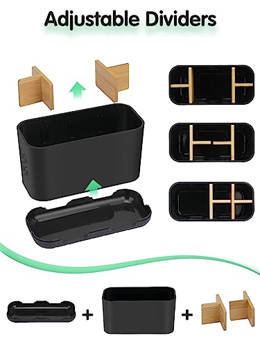 GFWARE Black Toothbrush Holder with Drainage, Bathroom Organizer, Large | 5 Slots Toothbrush and Toothpaste Holder with Bamboo Divider, Kids Electric Toothbrush Holder for Bathroom Sink Organize - color: Black-l