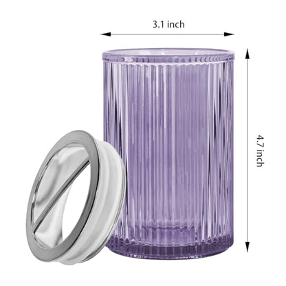 Toothbrush Holders for Bathrooms, 2pcs Purple Glass Toothbrush Holder, Bathroom Toothbrush Cup and Toothpaste Holder with Silver Divider, Tooth Brush and Toothpaste Organizer for Countertop - color: Purple Silver