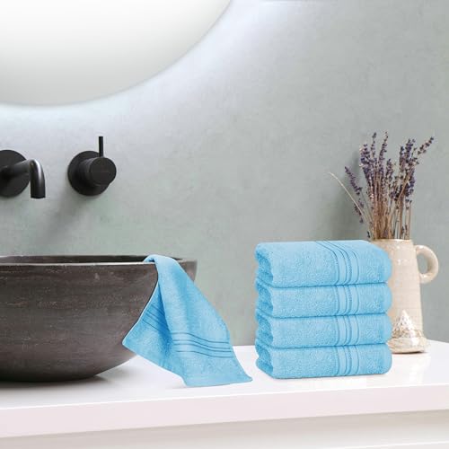 BOUTIQUO Ultra Soft Cotton Washcloths, Contains 12 Piece Face Cloths 12x12 inch, Ideal for Everyday use Face Towels, Compact & Lightweight Multi Purpose Washcloths - Sky Blue - color: Sky Blue, size: Washcloths - Set of 12