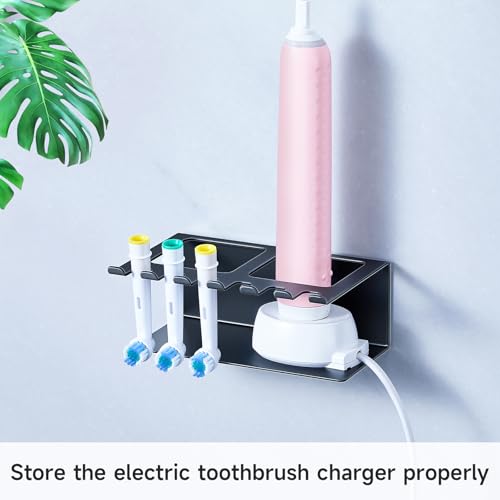 Electric Toothbrush Head Holders, Electric Toothbrush Holders Wall Mounted, Shower Electric Head Holder, Toothbrush and Toothpaste Holder, Tooth Brushing Holder for Bathroom (Black, Small) - color: Black, size: Small