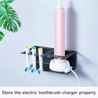 Electric Toothbrush Head Holders, Electric Toothbrush Holders Wall Mounted, Shower Electric Head Holder, Toothbrush and Toothpaste Holder, Tooth Brushing Holder for Bathroom (Black, Small) - color: Black, size: Small