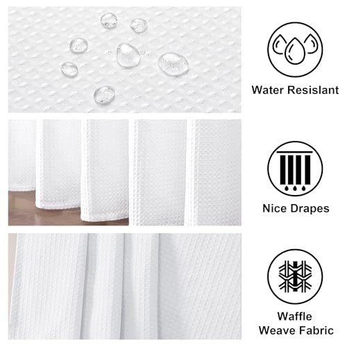 White Waffle Weave Fabric Shower Curtain, Textured Heavy Cloth Shower Curtains for Bathroom, Water Repellent Soft Hotel Spa Luxury Elegant Bath Curtain, Machine Washable, White, 72x78 Inch - color: White, size: 72"W x 78"L (Pack of 1)