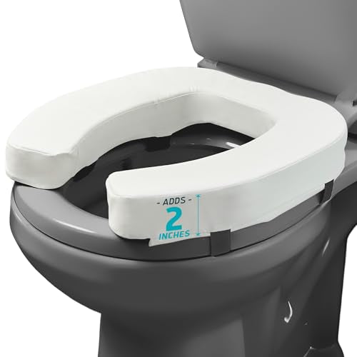 Lunderg Padded Toilet Seat Riser for Seniors - Adds 2 inches. Universal Fit | FIRM Raised Toilet Seat Cushion with High-Density Foam for Enhanced Comfort & Elevation. Post-Surgery Must have (White) - color: White, size: 2 inches