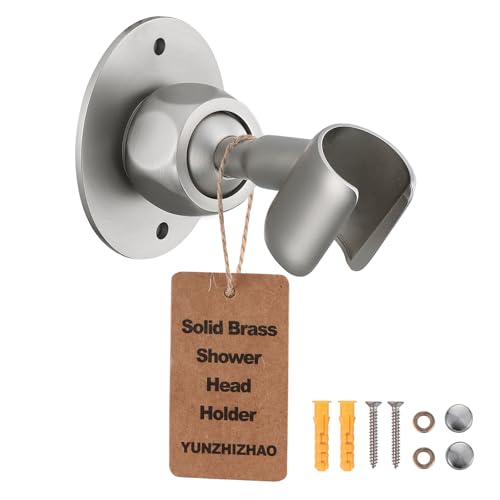 Solid Brass Adjustable Shower Head Holder Wall Mount(Brushed Nickel) | Pivot ball joint allows 360° rotation. Screw mount for secure wall installation. Fits most handheld shower sprayers. - color: Brushed Nickel