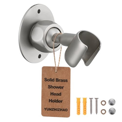 Solid Brass Adjustable Shower Head Holder Wall Mount(Brushed Nickel) | Pivot ball joint allows 360° rotation. Screw mount for secure wall installation. Fits most handheld shower sprayers. - color: Brushed Nickel