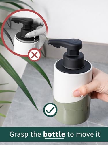 BosilunLife Automatic Soap Dispenser Ceramic Hand Free Soap Dispenser with Waterproof Pump Rechargeable Smart Electric Soap Lotion Dispenser Touchless for Kitchen Bathroom (White-Green, Liquid Pump) - color: White-green(liquid)