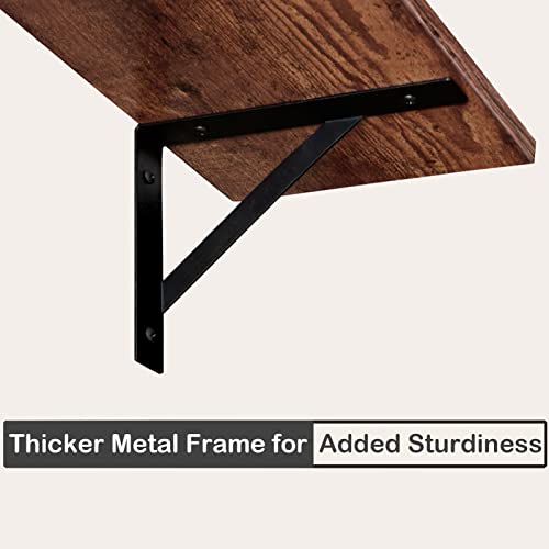 Long Wall Shelves, 47.3Inch Wooden Floating Shelves with Brackets | Large Floating Book Shelf Set of 2, Wall Mounted Storage Ledges, Easy Assembly, Max Load 33lbs, Bathroom/Bedroom Rustic Brown - color: Rustic Brown, size: 47.3 Inch