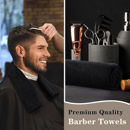 FIXSMITH Salon Towels 12 Pack, Black Hand Towels for Bathroom, Quick Dry Gym Towels, Spa Face Towel, Absorbent Microfiber Towels for Salon, Barber, Gym, Bath, Pedicure and Home Hair Care,16 x 27 in - color: Black