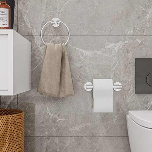 RARXTR Polished Finish Toilet Paper Holder & Towel Ring SUS304 Stainless Steel 2pc Bathroom Hardware Set with Double Post Pivoting Toilet Paper Roll Holder Wall Mount & Bathroom Towel Holder Set - color: Polished, size: 2-Piece