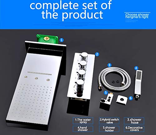 Cascada Luxury 9"x22" Rectangle Wall Mounted Thermostatic Shower System With Automated LED Color Change by Water Flow- Stainless Steel (9"x22", Matt Black) - color: Matt Black