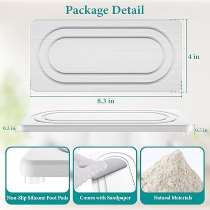 Water Absorbing Stone Tray, Quick Drying Diatomite Bathroom Tray Countertop, Stone Drying Mat for Kitchen Counter, Soap Dish Dispenser Vanity Organizer, White-B-8.3" x 4" - color: 8.3" X 4"-white-b