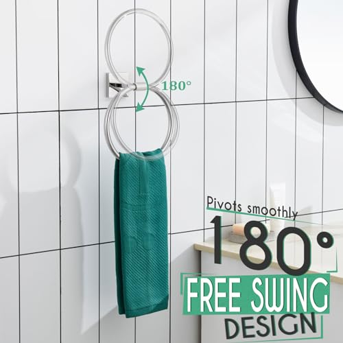 KOKOSIRI Hand Towel Ring Chrome Towel Holders Shower Towel Hanger Bathroom Lavatory Hardware Polished Stainless Steel Wall Mounted, B3010CH - color: Polished Chrome