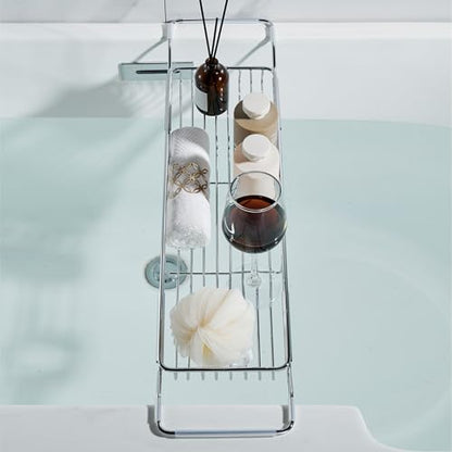 Stainless Steel Bathtub Caddy Tray, Expandable Bathtub Holder Table, Adjustable Bathroom Tray, Bath Organizer Tub Shelf,Gold,26.8~35.4in - color: Gold