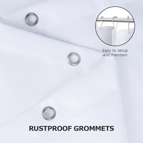 White Fabric Shower Curtain,Hotel Quality Shower Curtain Liner,Heavy Duty Cloth 12 G,Water Repellent Shower Liner,Machine Washable 72 x 72 Inches - size: 72"W x 72"L (Pack of 1)