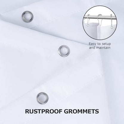 White Fabric Shower Curtain,Hotel Quality Shower Curtain Liner,Heavy Duty Cloth 12 G,Water Repellent Shower Liner,Machine Washable 48 x 72 Inches - size: 48"W x 72"L (Pack of 1)