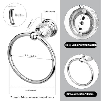 Crystal Chrome Towel Ring, Silver Bathroom Towel Holder Ring, Bathroom Towel Rack Hanger Home Hand Towel Ring Towel Holder for Bathroom Wall Mounted Bathroom Accessory - color: Silver
