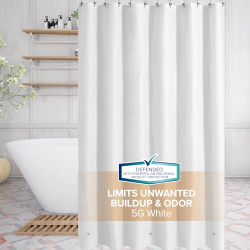 SlipX Solutions Protected Shower Curtain Liner, 5G Thicker Liner, 70"x72", White - color: White 5g