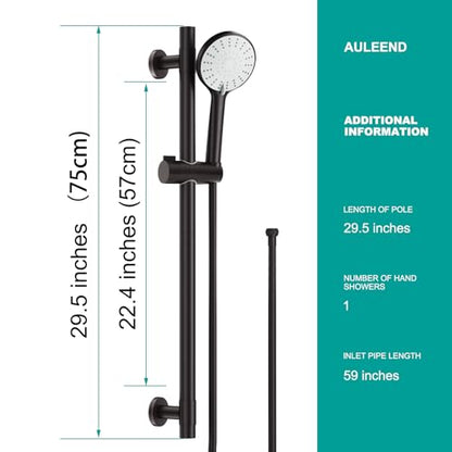 Shower Slide Bar Handheld Shower Head with Hose, 5-Function Hand Shower with Wall Mount，shower slide bar,adjustable height shower head (A-round, ORB) - color: ORB