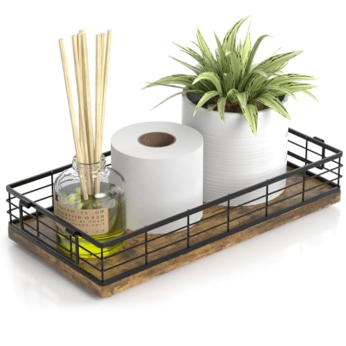 Toilet Paper Basket, 13 Inch bathroom Toilet Tank Basket with Handles Rusty | Bathroom Basket, Back of Toilet Basket, Toilet Tank Tray, Toilet Organizer for Toilet Paper Storage, Toiletries & Essentials - color: Rusty